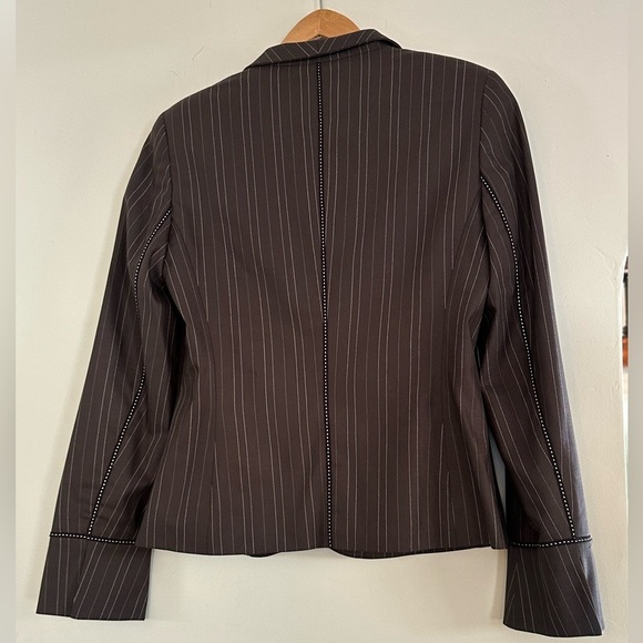 Escada Pinstripe Silk Wool Blazer S Tailored Minimalist Business Quiet Luxury - Picture 4 of 11